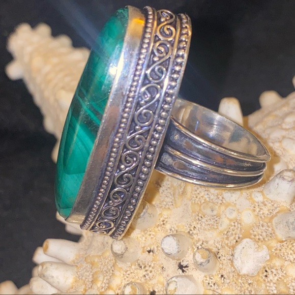 SALE ⭐️ Malachite vintage statement Handcrafted ring - Picture 3 of 6